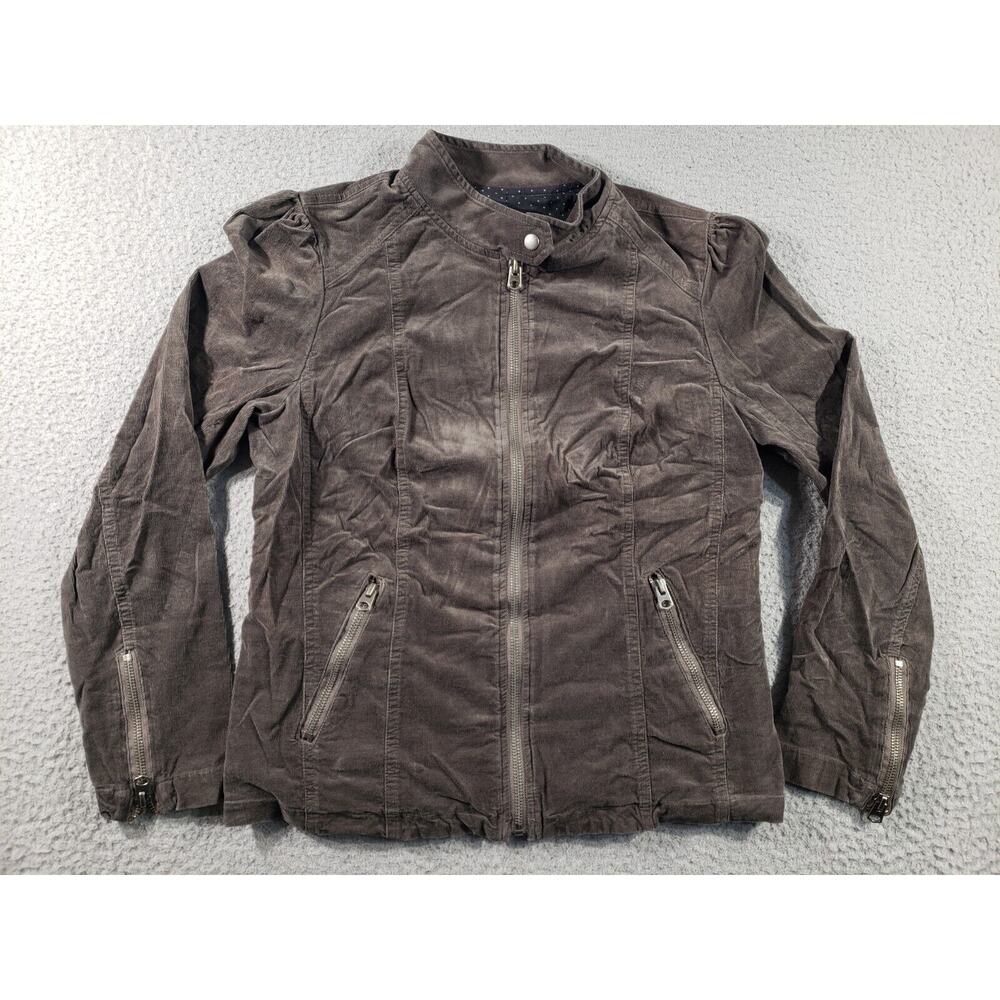 Lucky Brand Jacket Women's Medium Taupe Full Zip Cotton Stretch Casual Outdoor